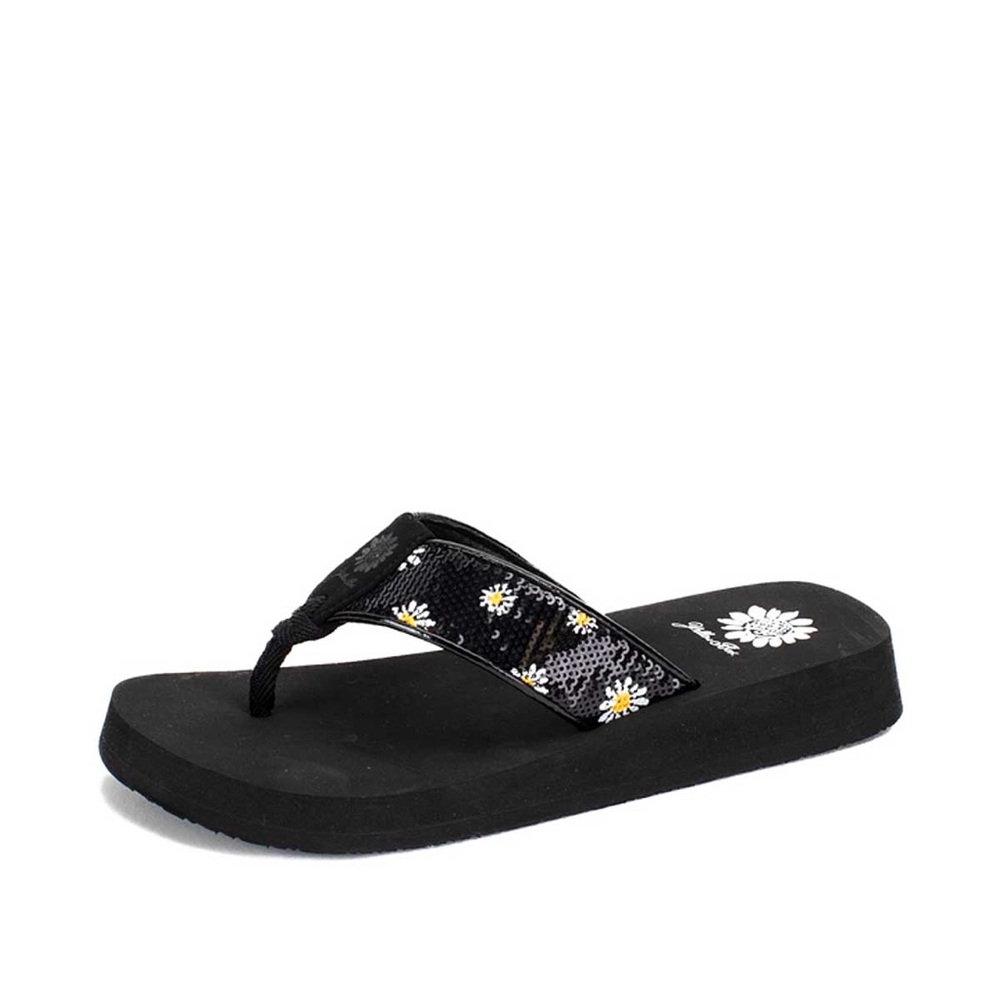 Yellow box Flier black  flip flop medium width new in box